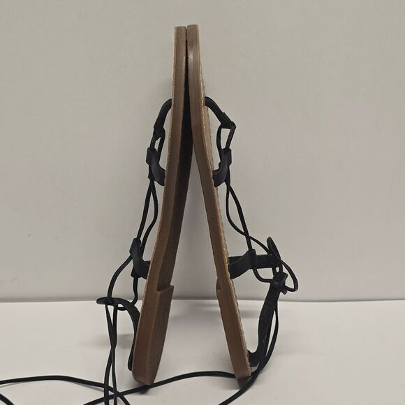 Madewell The Boardwalk Lace Up Greek Gladiator Sandal Black Leather Women's 8.5 - Picture 5 of 10